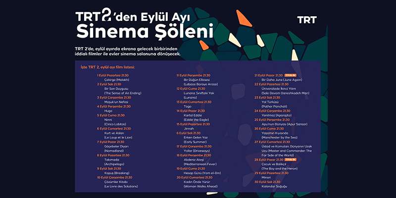TRT 2’den Eylül Ayında Her Akşam Farklı Film