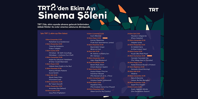 TRT 2’den Ekim Ayında Her Akşam Farklı Film